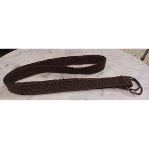 Braided Cloth Belt Copper-Look Buckle 51.5" x 1.25" Dark Brown